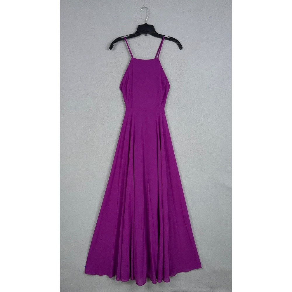 Lulus Maxi Dress Womens XS Purple High Neck Chiffon Formal Evening Wedding Fancy